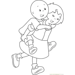 Caillou Enjoying Free Coloring Page for Kids