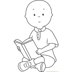 Caillou Reading a Book Free Coloring Page for Kids