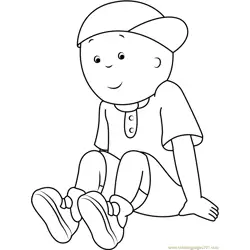 Caillou Sitting Alone Free Coloring Page for Kids