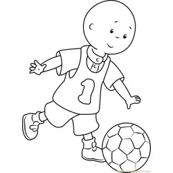 Caillou playing Football Free Coloring Page for Kids