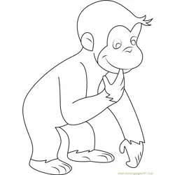 Curious George See Down Free Coloring Page for Kids