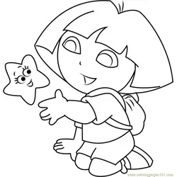 Dora Explorer Stars Free Coloring Page for Kids