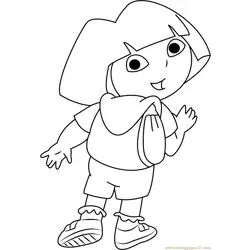 Dora Looking Back Free Coloring Page for Kids