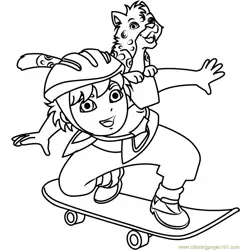 Diego Marquez Play Skateboarding Free Coloring Page for Kids