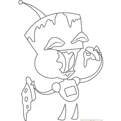 Gir Eating Pizza Free Coloring Page for Kids