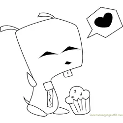Invader Zim with Cupcakes Free Coloring Page for Kids