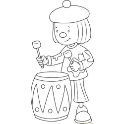 Jojo play Drums Free Coloring Page for Kids
