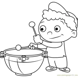 Quincy play Drums Free Coloring Page for Kids