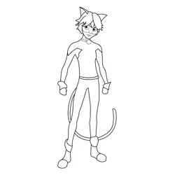 Cat Noir Miraculous Ladybug Free Coloring Page for Kids
