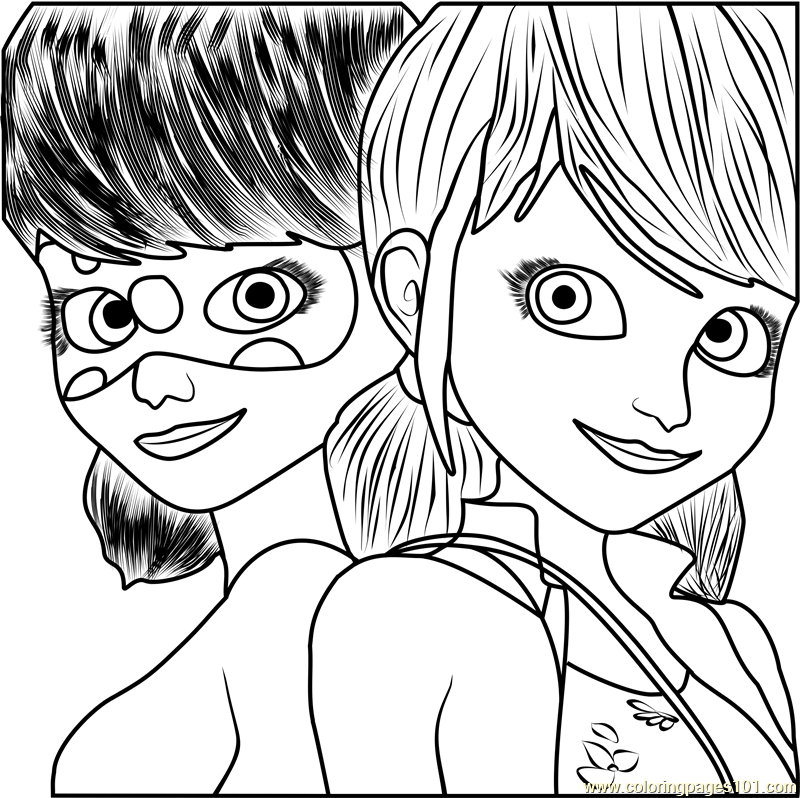 Ladybug and Cat Noir Coloring Page - Free Miraculous Ladybug Coloring