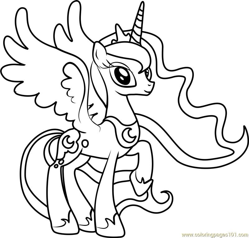 Princess Luna Coloring Page Free My Little Pony