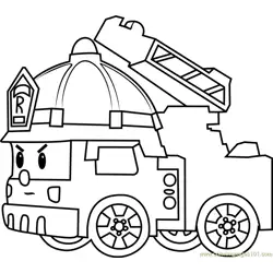 Roy Fire Truck Free Coloring Page for Kids