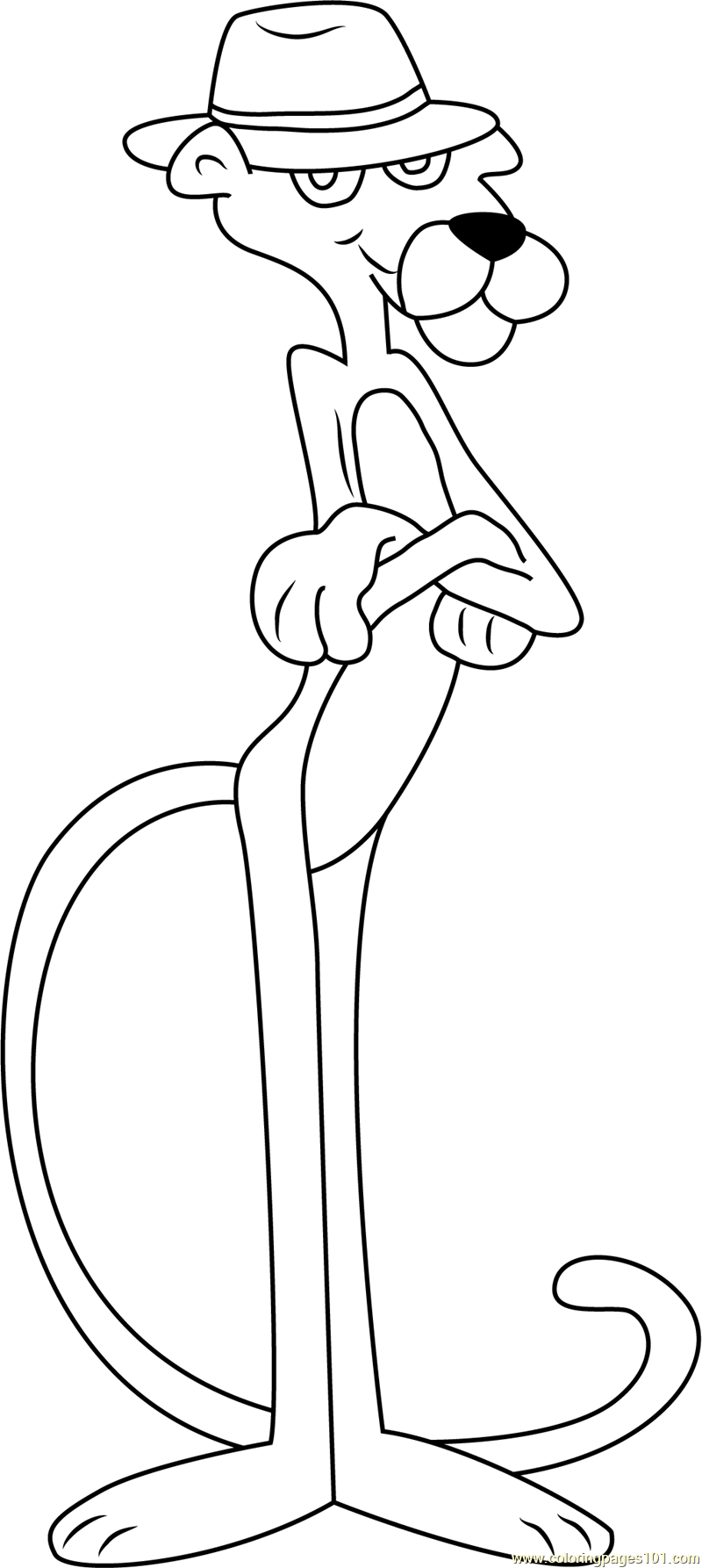 Pink Panther wear Hat Coloring Page - Free The Pink Panther Coloring