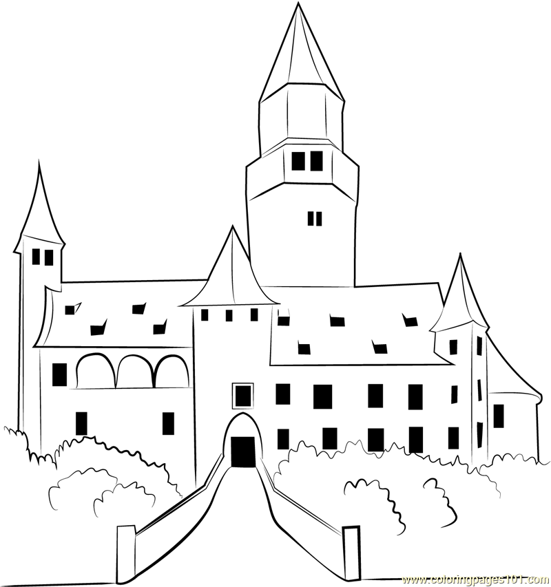 Bouzov Castle Coloring Page - Free Castle Coloring Pages
