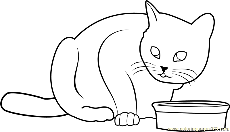 Cat doesn't like this food Coloring Page - Free Cat Coloring Pages
