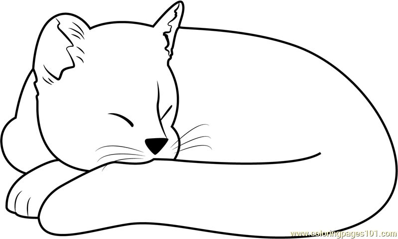Ginger Cat Sleeping Coloring Page - Free Cat Coloring Pages