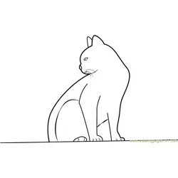 Cat Looking Backwards Free Coloring Page for Kids
