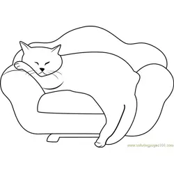 Cat Sleeping on Sofa Free Coloring Page for Kids