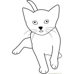 Cute Cat Playing Free Coloring Page for Kids