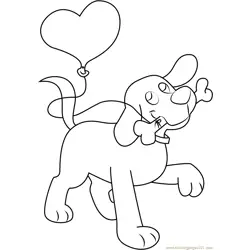 Clifford with Bone and Balloon Free Coloring Page for Kids