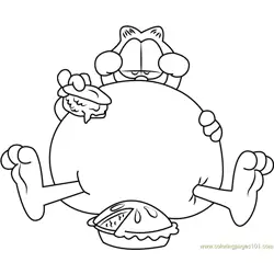 Garfield Eating Free Coloring Page for Kids