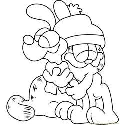 Garfield hugs Odie Free Coloring Page for Kids