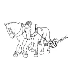 Belgian Draft Horse Pulling A Cart Free Coloring Page for Kids