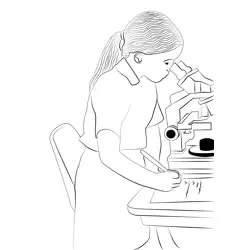 Girl Takes Notes During A Science Lab Free Coloring Page for Kids