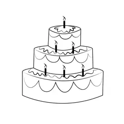 Decorative Cake Free Coloring Page for Kids
