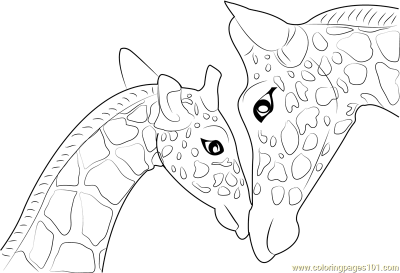 Mother And Baby Giraffe printable coloring page for kids and adults