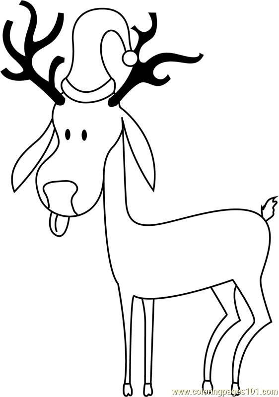 Simple Reindeer Coloring Page - Free Christmas Animals Coloring Pages