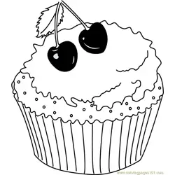 XMas Cherry Cake Free Coloring Page for Kids