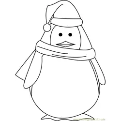 Santa Penguin Free Coloring Page for Kids