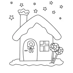Christmas House Free Coloring Page for Kids