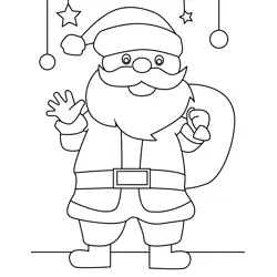 Santa Hi Free Coloring Page for Kids