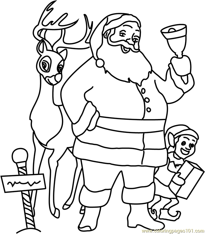 Santa Claus with Gifts Coloring Page Free Christmas