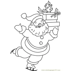 Happy Santa with Gifts Free Coloring Page for Kids