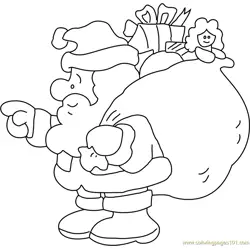 Santa holding Gifts Free Coloring Page for Kids