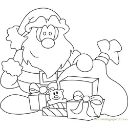 Santa with Gifts Free Coloring Page for Kids