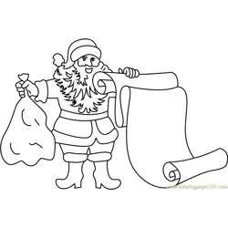Santa with Scroll Free Coloring Page for Kids
