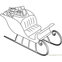 Santa's Sleigh with Gifts Free Coloring Page for Kids