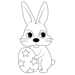 Bunny Holding Easter Egg Free Coloring Page for Kids