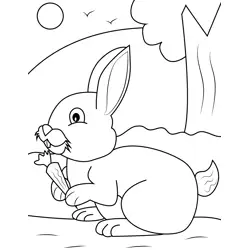 Bunny with Carrot Free Coloring Page for Kids