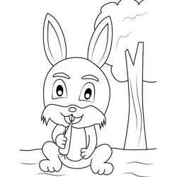 Easter Rabbit Eating Carrot Free Coloring Page for Kids
