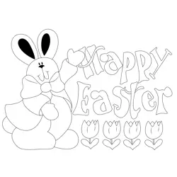 Happy Easter Bunny Greeting Free Coloring Page for Kids