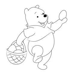 Pooh Enjoying Easter Free Coloring Page for Kids