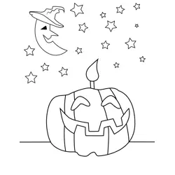 Candle Pumpkin Free Coloring Page for Kids