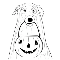 Dogs Pumpkin Ghost Free Coloring Page for Kids