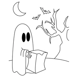 Ghost Gift Box Free Coloring Page for Kids