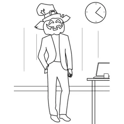 Pumpkin Office Boy Free Coloring Page for Kids